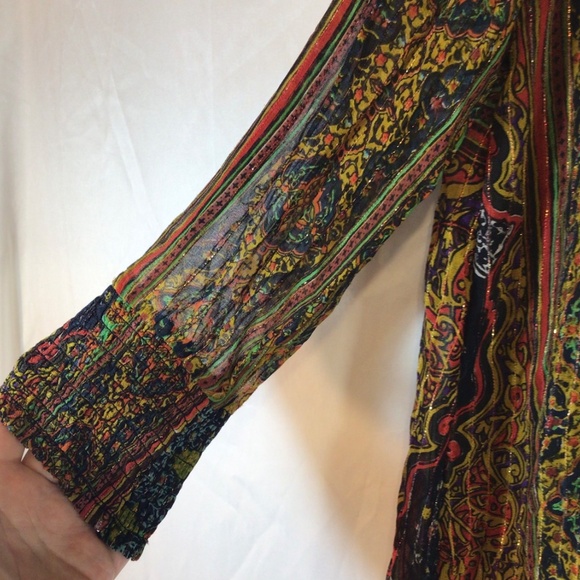 Desigual women's blouse gold size Medium casual evening out art to wear colorful - Picture 6 of 9